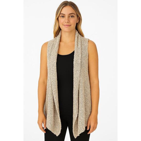 Alice + Olivia Sleeveless Open Front Knit Cardigan Vest Oatmeal Beige Size Large - Picture 1 of 9
